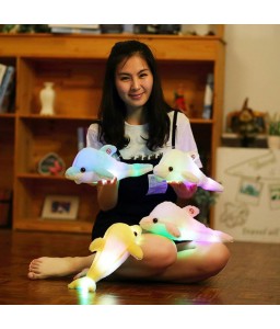 Creative Luminous Plush Dolphin Doll Glowing Pillow Colorful LED Light Plush Animal Toys Kids Gift