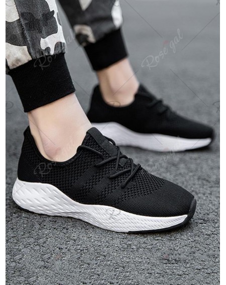 Knitted Breathable Lace Up Sneakers - Eu 40
