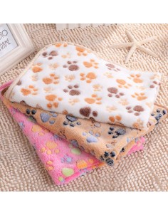 104*76cm Pet Small Large Warm Paw Print Dog Puppy Fleece Soft Blanket Beds Mat M