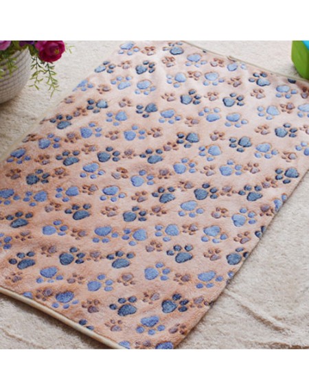 104*76cm Pet Small Large Warm Paw Print Dog Puppy Fleece Soft Blanket Beds Mat M