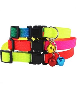 Rainbow Adjustable Cat Collars with Bell, Quick Release Safety Buckle for Cat Kitty Puppy Rabbit Small Animals