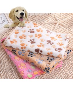 60x40cm Pet Small Large Warm Paw Print Dog Puppy Fleece Soft Blanket Beds Mat XS