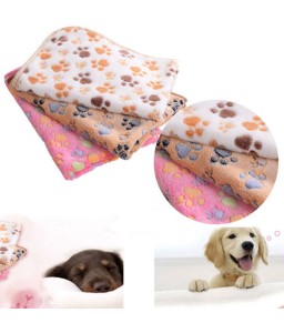 60x40cm Pet Small Large Warm Paw Print Dog Puppy Fleece Soft Blanket Beds Mat XS