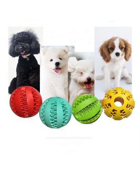 Pet Rubber Ball Chew Treat Dispensing Holder Dog Puppy Cat Toy Training Dental