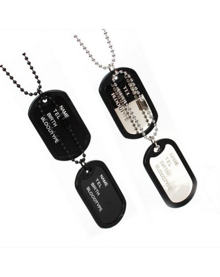 Men's Interesting Military Army Style 2 Dog Tags Chain Pendant Necklace