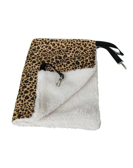 Trendy Pet Cat Hammock Leopard Fur Bed Animal Hanging Dog Cage Comforter Ferret
