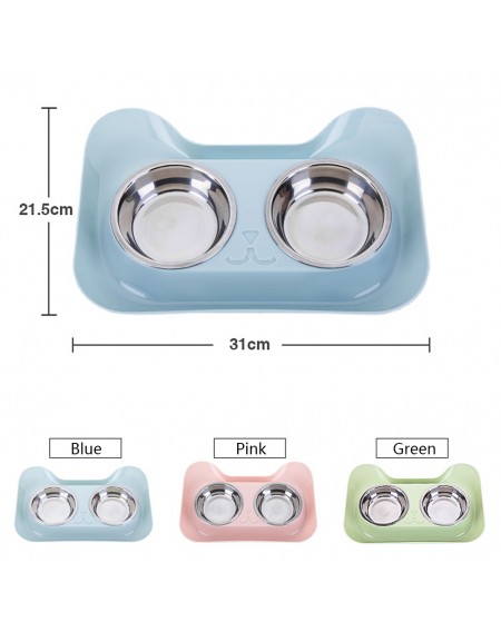 Double Stainless Steel Dog Cat Bowls with Non-spill & Non-skid Design, for Pet Food and Water Elevated Feeder
