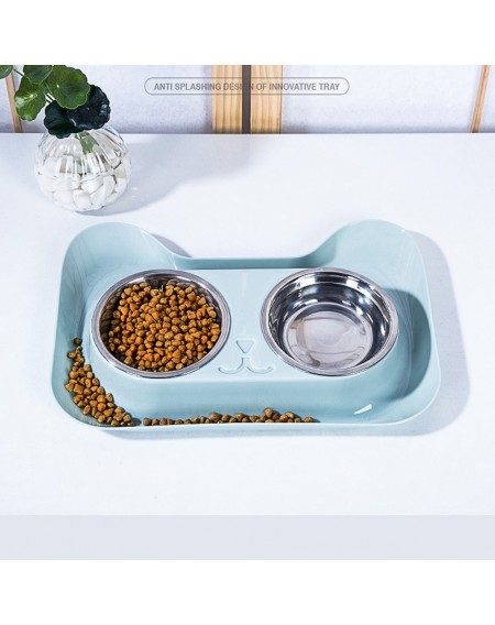 Double Stainless Steel Dog Cat Bowls with Non-spill & Non-skid Design, for Pet Food and Water Elevated Feeder