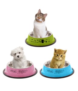 Pet Stainless Steel Bowl Dog Cat Anti-skid Food Water Dishes Feeding Tool