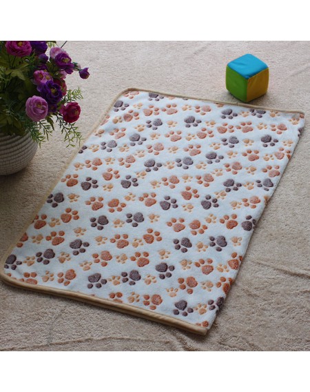 76x52cm Pet Small Large Warm Paw Print Dog Puppy Cat Fleece Soft Blanket Beds Mat S