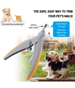 Pet Nail Trimmer Peti Care Dog Cat Nail Clippers Grinders With LED Light