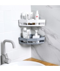 Plastic Corner Shelf No Track Rack Organizer Cup Storage Home Bathroom kitchen Shower Wall Basket