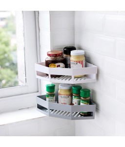 Plastic Corner Shelf No Track Rack Organizer Cup Storage Home Bathroom kitchen Shower Wall Basket