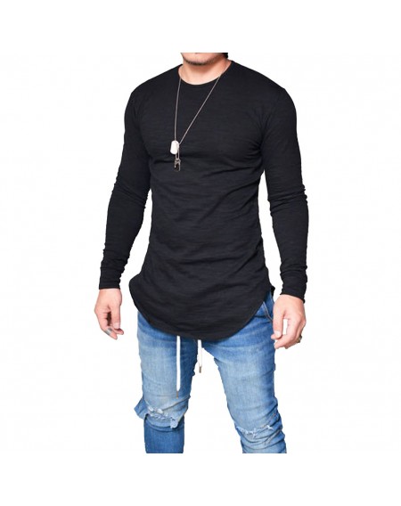 Fashion Men's Slim O Neck Long Sleeve Muscle Tee T-shirt Casual Fit Tops Blouse