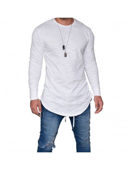 Fashion Men's Slim O Neck Long Sleeve Muscle Tee T-shirt Casual Fit Tops Blouse