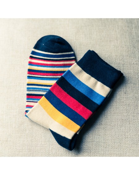 Fashion Men Cotton Colorful Stripes Striped Socks Sport Middle Socks Ankle Socks Winter