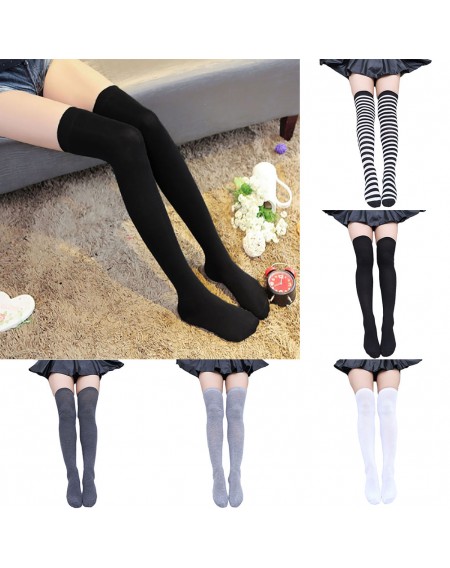 Womens Over Knee Long Socks Thigh High Stockings Stripe Sport For Girls Ladies