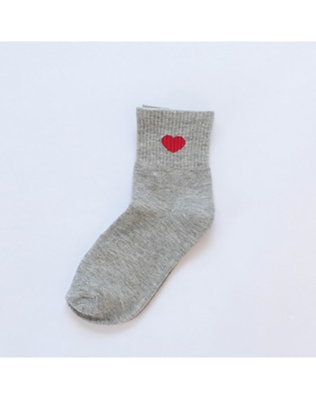 Cute Women Casual Cotton Socks Soft Breathable Ankle-High Heart Pattern