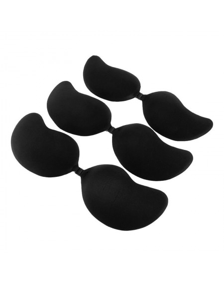 Stick On Women Push Up Sticky Strapless Backless Silicone Adhesive Invisible Bra Black/Nude