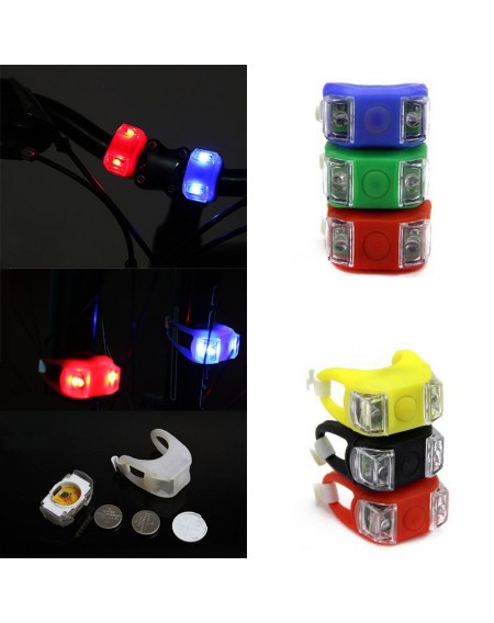 2LED Bike Bicycle Head Silicone Front Rear Wheel Tail Flash Cycling Light Lamp