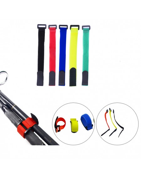 Reusable Fishing Rod Tie Holder Strap Buckle Fastener Hook Loop Cable Cord Ties Belt Magic Tape Band Fishing Accessories