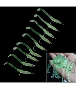 10 PCS Luminous Fishing Lures Rubber Worm Small Eel Crank Bait With Hook L