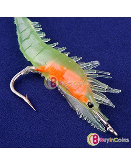 4Pcs Silicone Simulation Noctilucent Soft Prawn Shrimp Fishing Lure Hook Bait