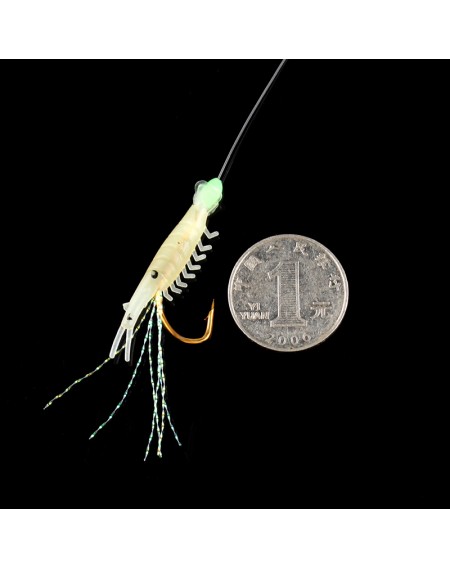 6Pcs Glow Luminous Shrimp Baits Fishing Lure Single Hook Tackle Crank Beads