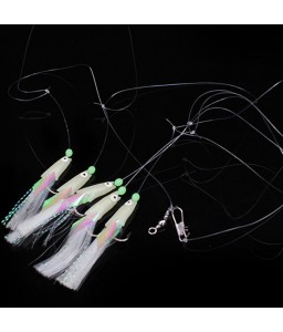 Sabiki Fishing Lure Rigs Luminous Shrimp Head String Hook Fake Worn Artificial Saltwater Freshwater Fishing Bait